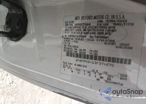 2003 Ford Mustang z USA, uszkodzony, nr VIN 1FAFP40413F374270